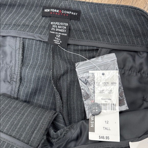 NWT size 12 TALL New York & Company Gray Pinstripe Bootcut Summer Stretch Pants - Picture 5 of 9